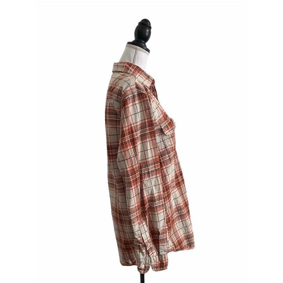 Sonoma Men’s Casual Button Down Long Sleeve Shirt Orange Brown Plaid Size Large - Picture 4 of 4